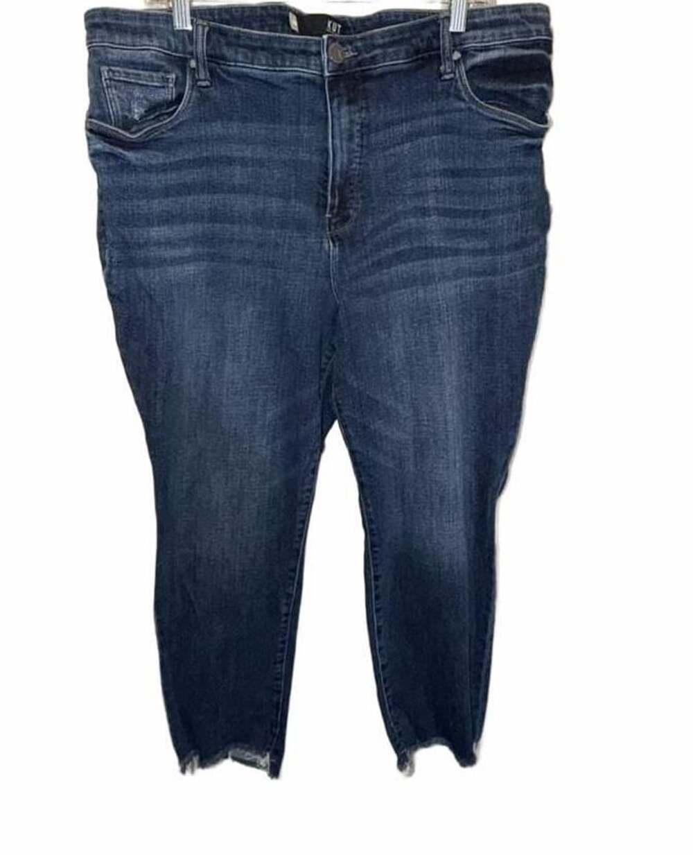 KUT from the Kloth Dark Wash Distressed Raw Hem Skinny Jeans Size 18W